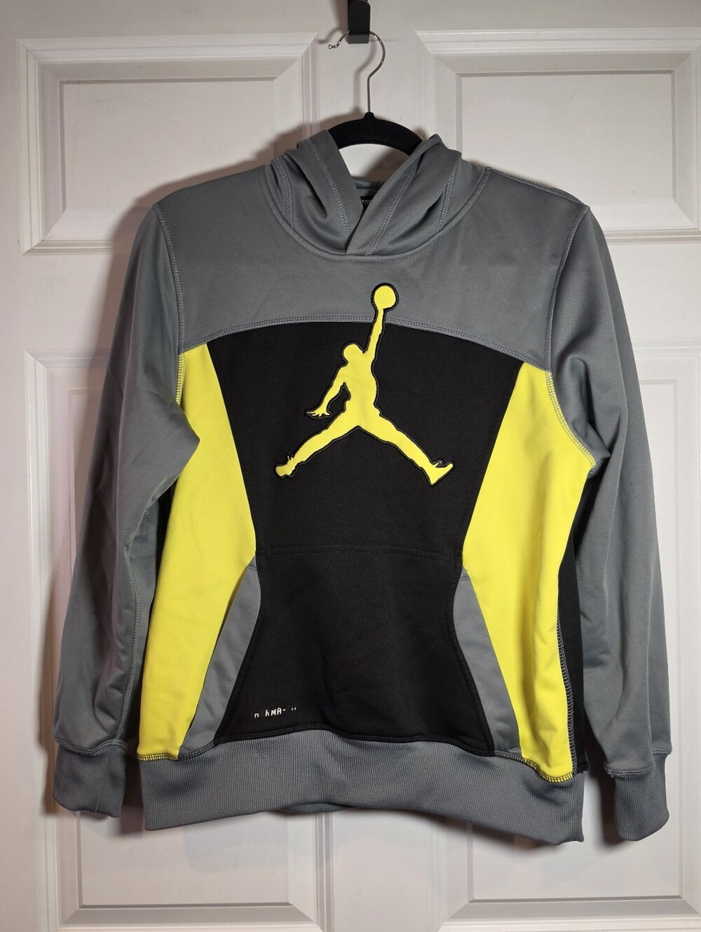Jordan Boys Grey, Black & Yellow Pullover Hoodie